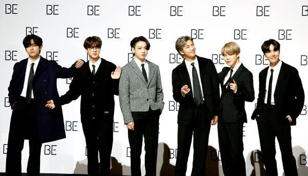 Members of BTS promoting their new album in Seoul in November.