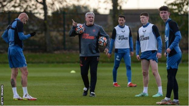 Steve Bruce takes Newcastle training